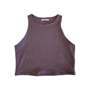 REORIA Sleeveless High Neck Double‎ Lined Casual Basic Tank Plum XL